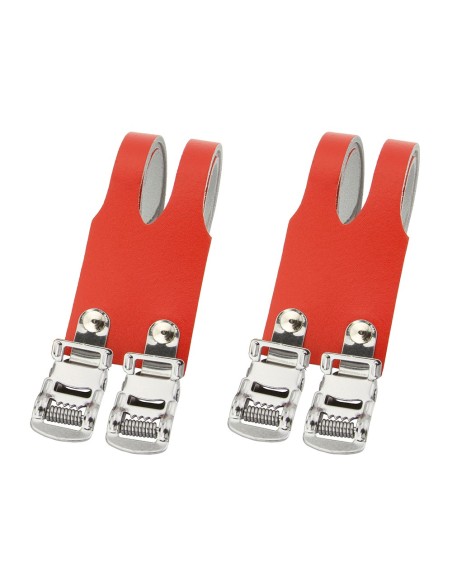 Leather Double Toe Straps Red.